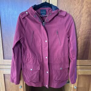 Eden Society Hooded Cargo Utility Spring Jacket Burgundy Size Small